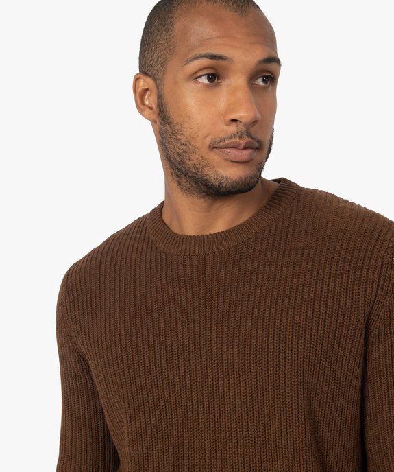 Pull homme en grosse maille à col rond vue2 - GEMO (HOMME) - GEMO
