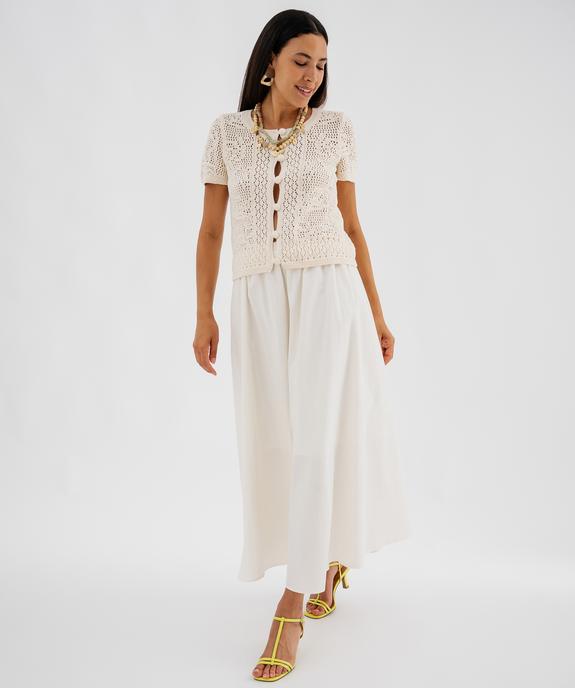 Gilet manches courtes en tricot ajouré femme vue5 - GEMO 4G FEMME - GEMO