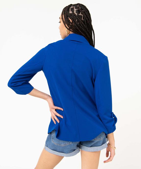 Veste droite en maille stretch manches 3/4 unie femme vue3 - GEMO(FEMME PAP) - GEMO