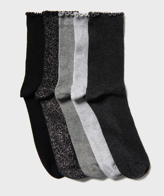 Chaussettes hautes avec finitions froncées femme (lot de 5) vue1 - GEMO(HOMWR FEM) - GEMO