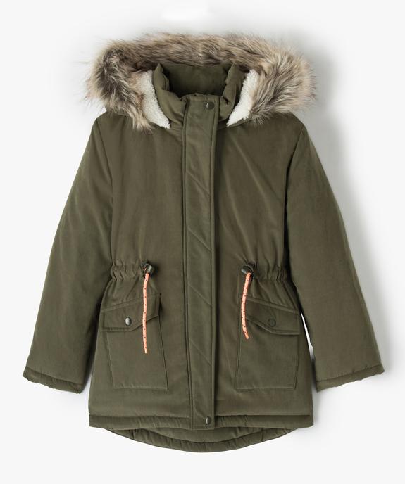 Parka fille chaude et déperlante toucher peau de pêche vue1 - GEMO 4G FILLE - GEMO