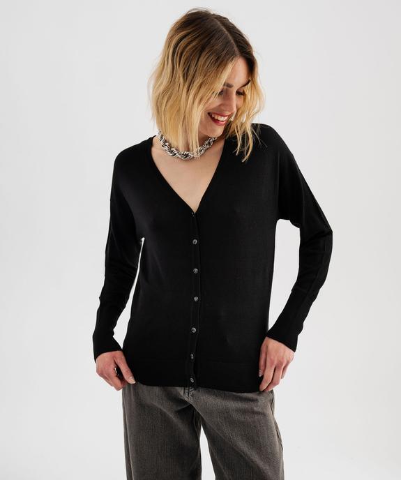 Pull col V en maille viscose fine et souple femme vue1 - GEMO 4G FEMME - GEMO