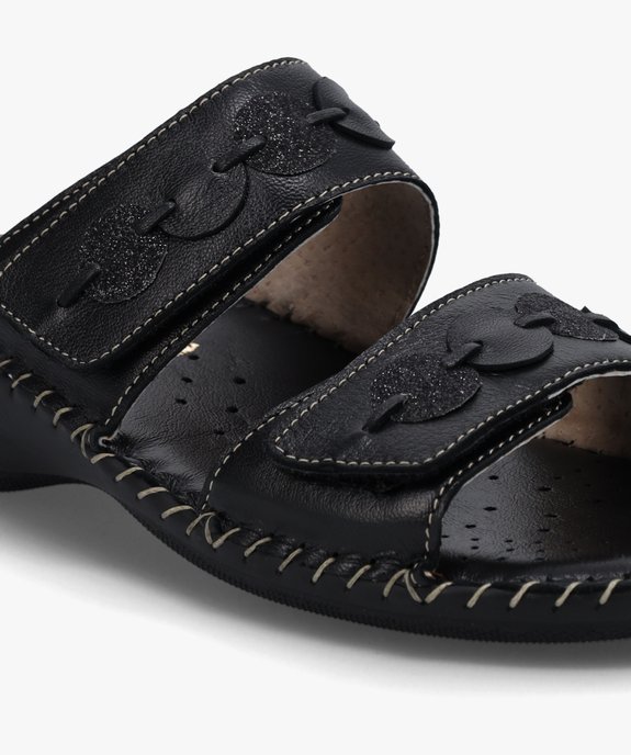 Mules femme confort dessus brides fantaisie en cuir vue6 - GEMO (CONFORT) - GEMO