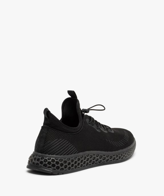 Baskets homme unies dessus en maille et semelle alvéolée vue4 - GEMO 4G HOMME - GEMO