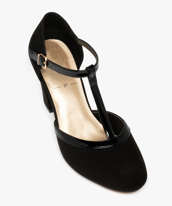 Escarpins femme à talon dessus en suédine et bride vernie style Salomé vue5 - VALENTINA BALDA - GEMO