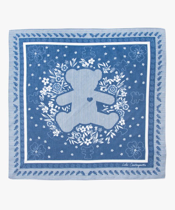 Foulard fille bicolore avec motifs fleuris - LuluCastagnette vue3 - LULUCASTAGNETTE - GEMO