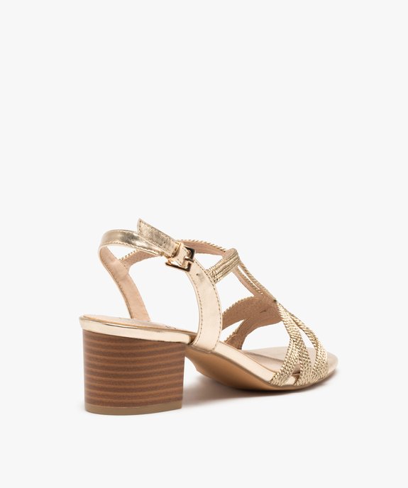 Sandales femme à talon et brides métallisées en cordelette vue4 - GEMO(URBAIN) - GEMO