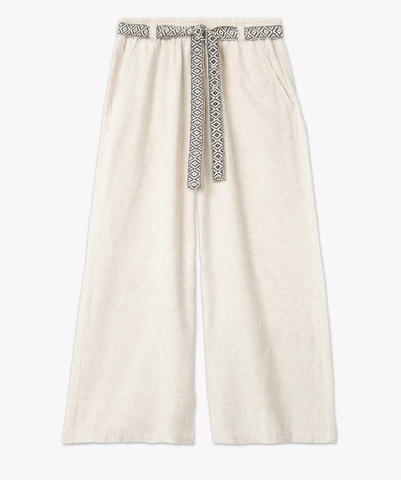 Pantacourt femme coupe large contenant du lin avec ceinture vue4 - GEMO 4G FEMME - GEMO