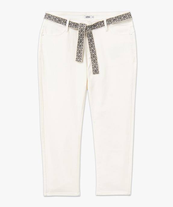 Pantacourt slim taille haute en coton stretch avec ceinture à nouer femme vue4 - GEMO 4G FEMME - GEMO