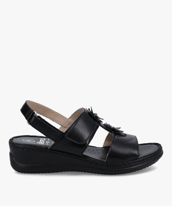 Sandales femme confort en cuir à brides scratch vue1 - GEMO (CONFORT) - GEMO