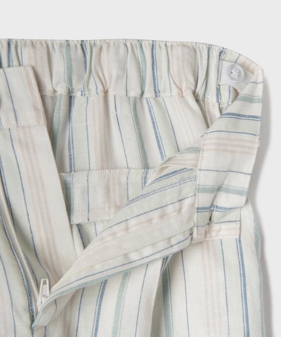 Pantalon large en viscose et lin rayé fille vue2 - GEMO (JUNIOR) - GEMO