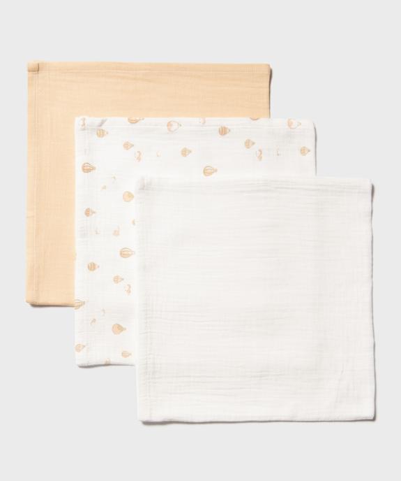Langes en gaze de coton bébé 60x60 cm (lot de 3) vue1 - GEMO(BB COUCHE) - GEMO