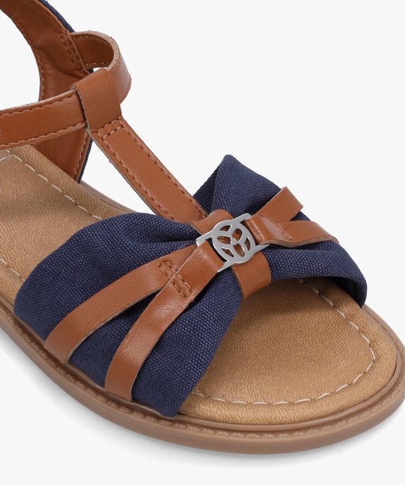 Sandales fille à brides en toile et matière lisse vue6 - GEMO (ENFANT) - GEMO