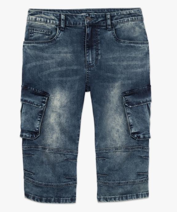 Bermuda homme en jean avec larges poches sur les cuisses vue4 - GEMO (HOMME) - GEMO