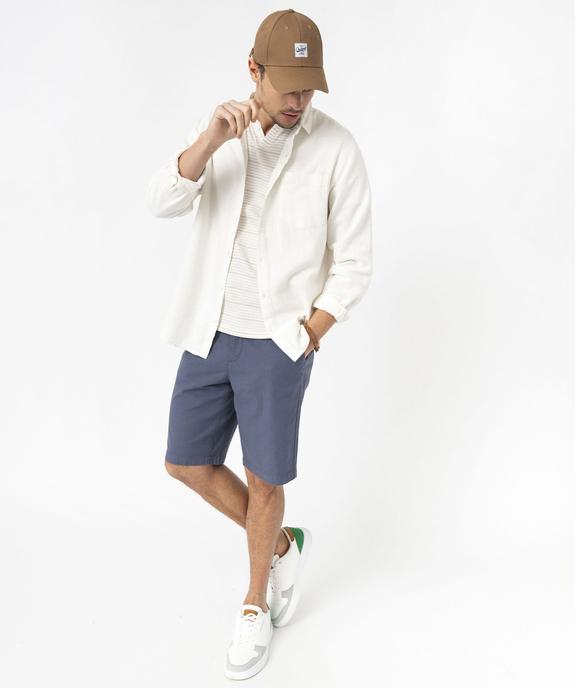 Tee-shirt manches courtes à rayures et col fantaisie homme vue5 - GEMO 4G HOMME - GEMO