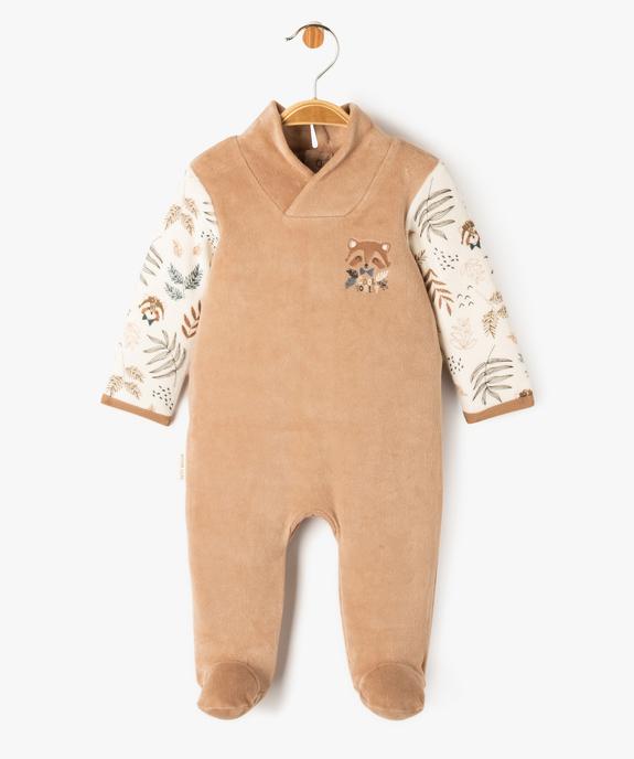 Pyjama pont-dos velours avec col châle bébé - Petit Béguin vue1 - PETIT BEGUIN - GEMO