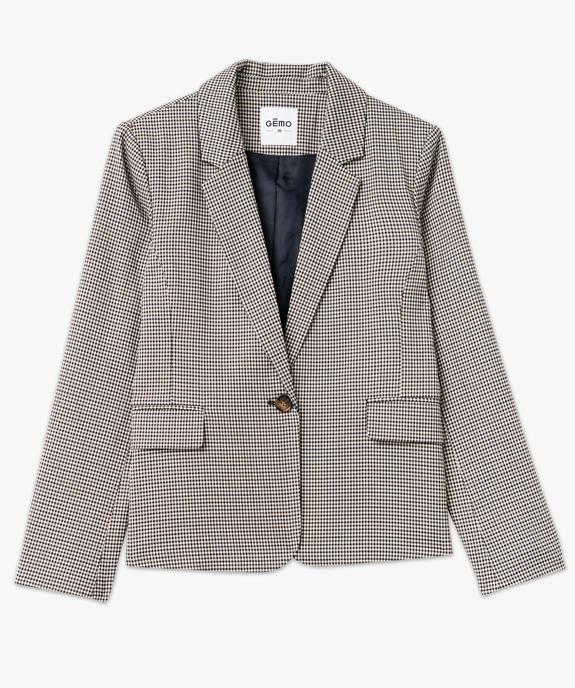 Veste blazer à carreaux fermeture un bouton femme vue4 - GEMO(FEMME PAP) - GEMO
