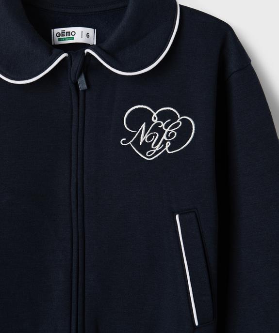 Gilet zippée en molleton à col Claudine fille vue2 - GEMO 4G FILLE - GEMO