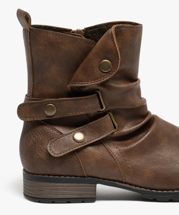 Boots femme style vintage à col plissé avec brides fantaisie et à zip vue6 - GEMO (CASUAL) - GEMO