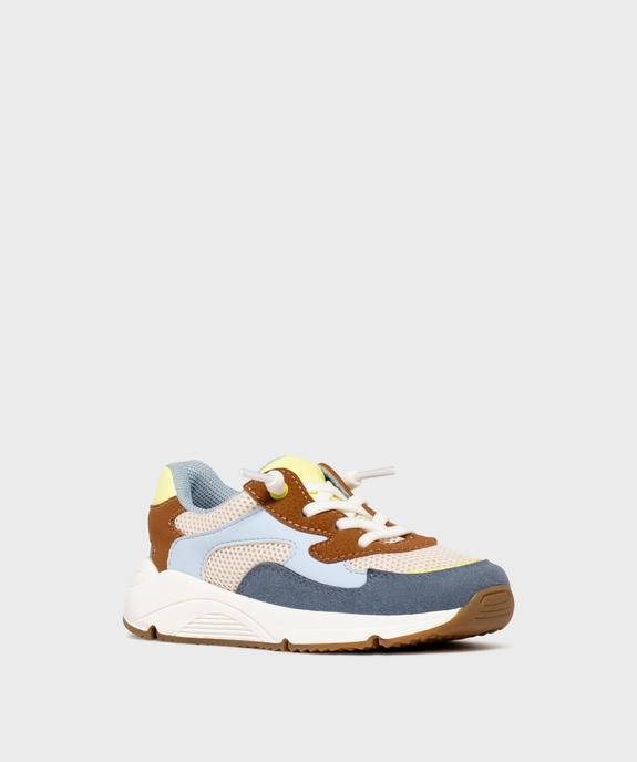 Baskets basses multimatières avec lacets élastiques garçon - 5 MILES vue2 - 5 MILES - GEMO