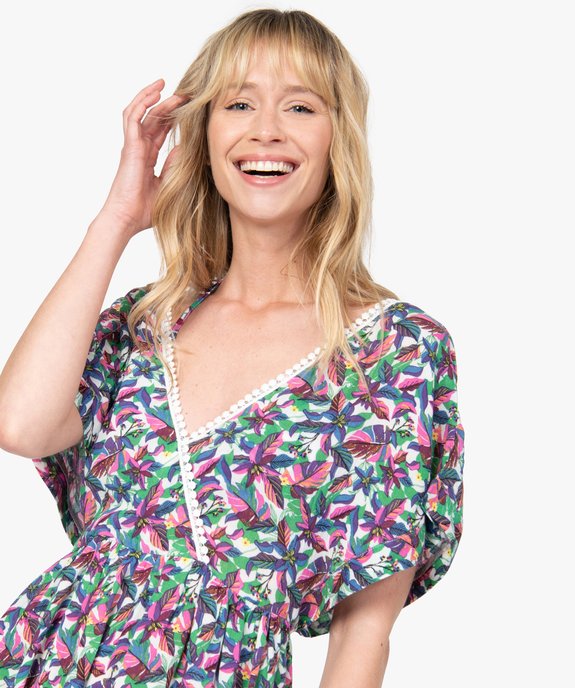 Robe de plage femme à motifs fleuris  vue2 - GEMO (PLAGE) - GEMO