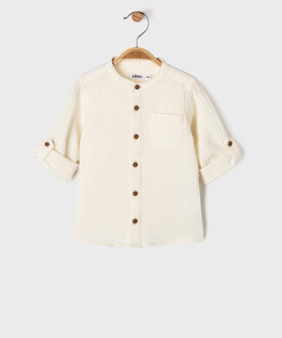 Chemise col rond en gaze de coton à manches retroussables bébé garçon vue2 - GEMO(BEBE DEBT) - GEMO