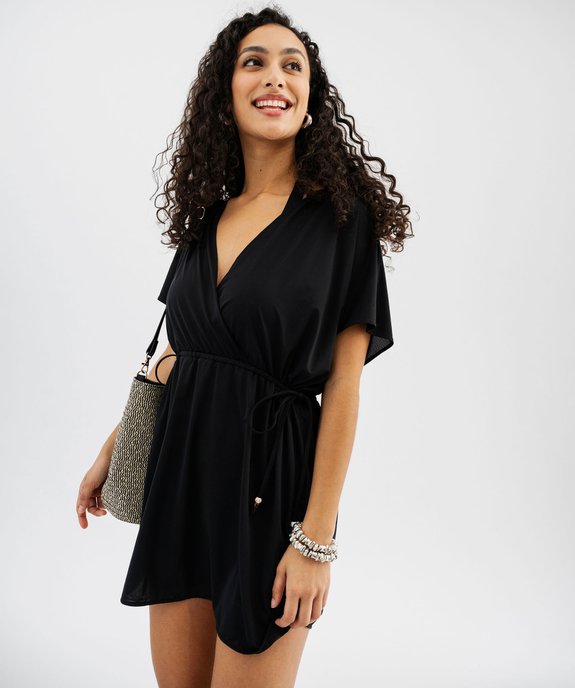 Robe de plage ample et fluide à col cache-cœur vue3 - GEMO 4G FEMME - GEMO
