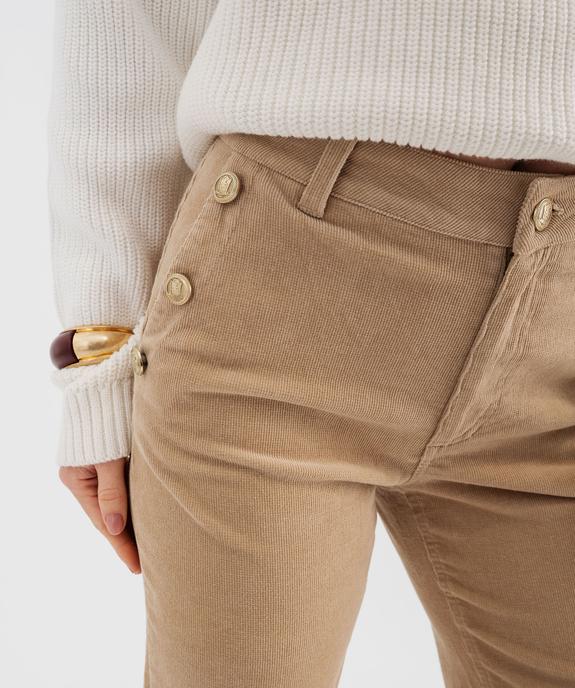 Pantalon flare en velours fines côtes à pont femme - LuluCastagnette vue3 - LULUCASTAGNETTE - GEMO