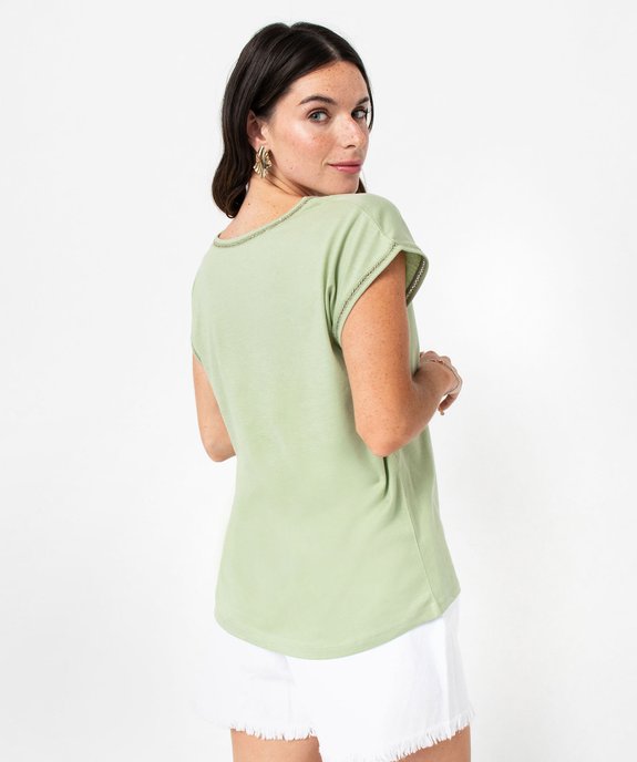 Tee-shirt manches courtes à finition tressée pailletée femme vue3 - GEMO 4G FEMME - GEMO
