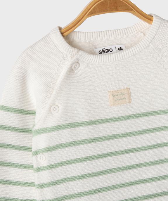 Pull brassière rayé avec fermeture sur le côté bébé vue2 - GEMO(BB COUCHE) - GEMO
