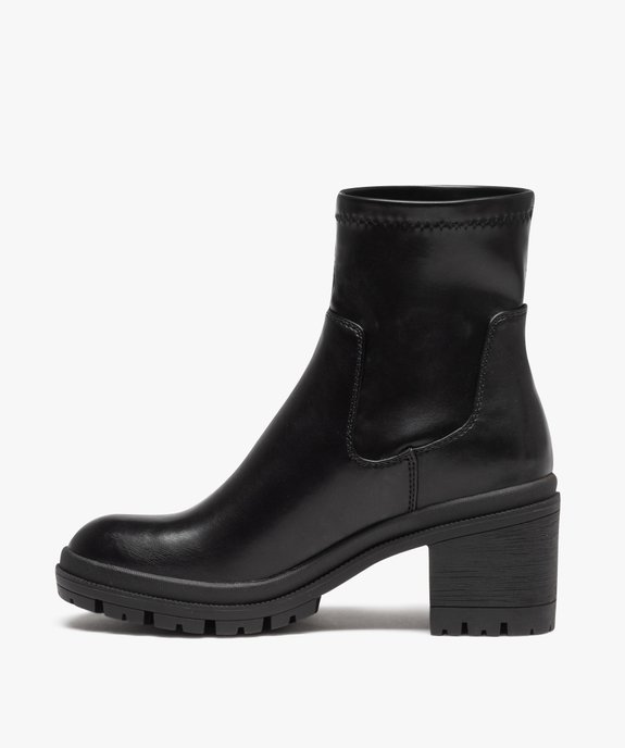 Boots femme unies à talon carré et semelle crantée avec col souple vue3 - GEMO(URBAIN) - GEMO