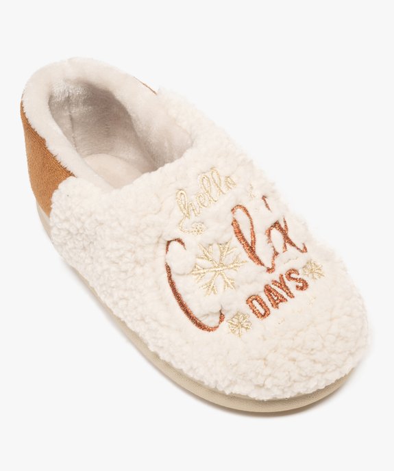 Chaussons enveloppants en sherpa avec broderie scintillante femme vue5 - GEMO(HOMWR FEM) - GEMO
