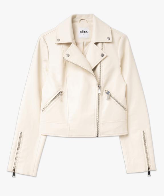 Blouson biker en synthétique imitation cuir femme vue5 - GEMO(FEMME PAP) - GEMO