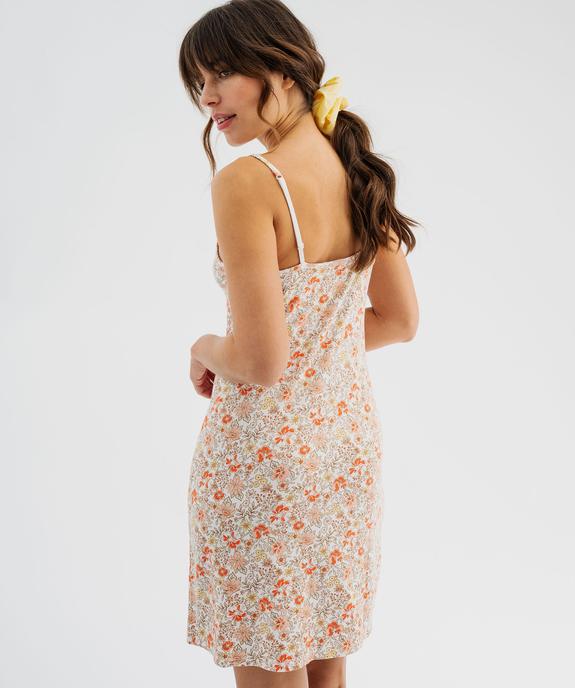 Nuisette en viscose avec col V dentelle et fines bretelles femme vue4 - GEMO 4G FEMME - GEMO