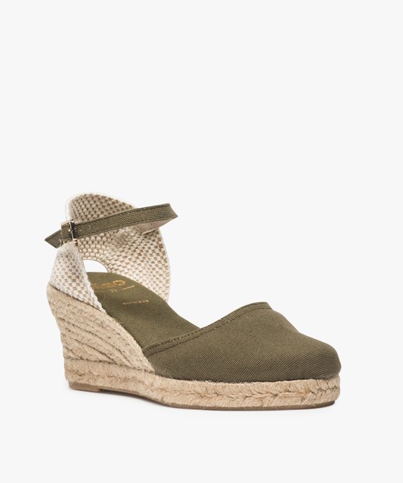 Sandales femme en toile et talon compensé en corde vue2 - GEMO(URBAIN) - GEMO