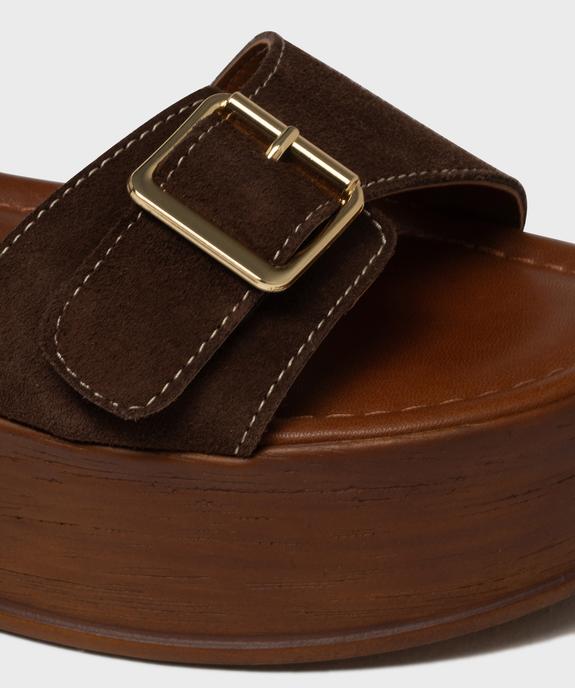 Sandales en cuir suédé à semelle plateforme femme - Tanéo vue6 - TANEO - GEMO