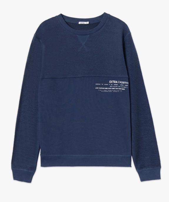 Sweat homme bi-matières avec inscription vue4 - GEMO (HOMME) - GEMO