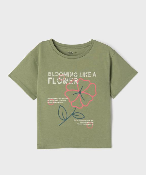 Tee-shirt manches courtes coupe large avec motif sur le buste fille vue2 - GEMO 4G FILLE - GEMO