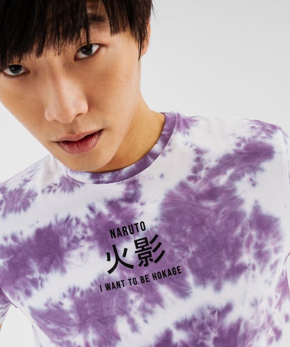 Tee-shirt à manches courtes tie-and-dye imprimé homme - Naruto Shippuden vue1 - NARUTO - GEMO