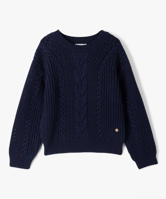 Pull fille à torsades avec paillettes - LuluCastagnette vue2 - LULUCASTAGNETTE - GEMO