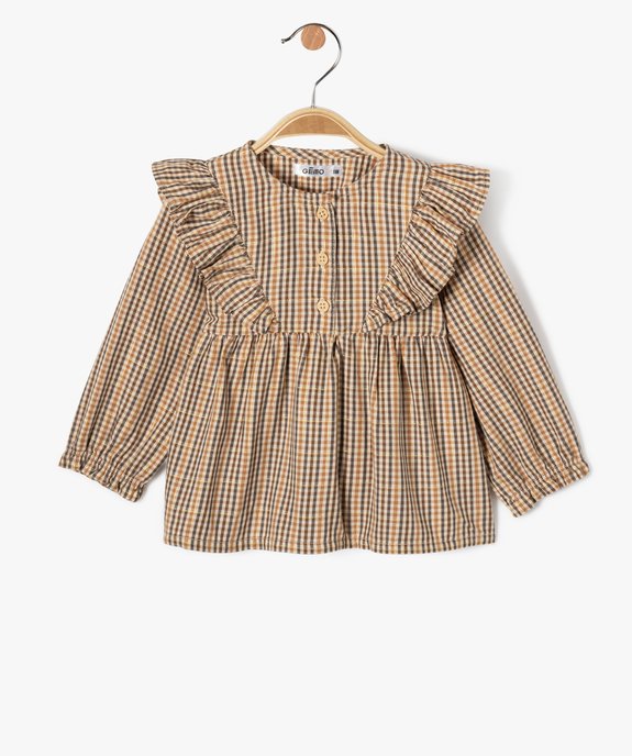 Blouse manches longues à carreaux et volants bébé fille vue1 - GEMO(BEBE DEBT) - GEMO