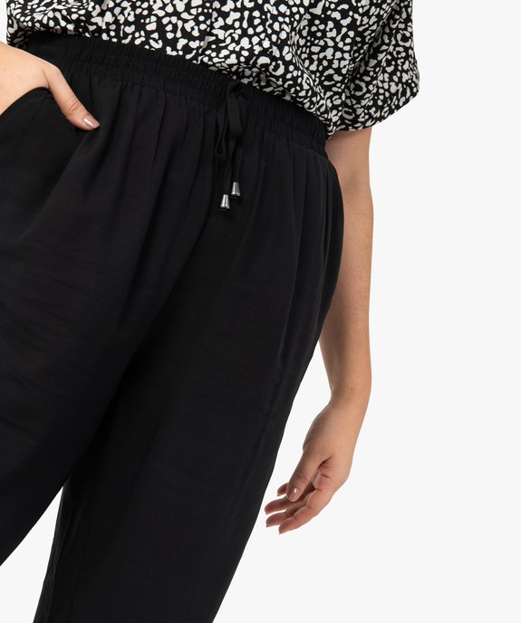 Pantalon femme grande taille uni large et fluide à taille élastiquée vue2 - GEMO (G TAILLE) - GEMO