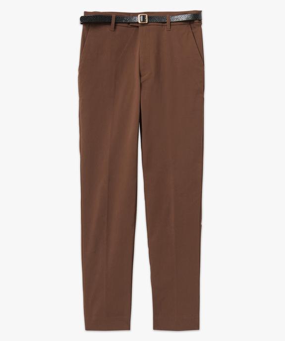 Pantalon en toile extensible coupe slim avec ceinture femme vue4 - GEMO(FEMME PAP) - GEMO