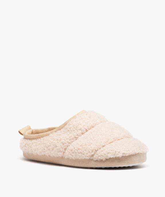 Chaussons femme mules plates unies en sherpa effet matelassé vue2 - GEMO 4G FEMME - GEMO