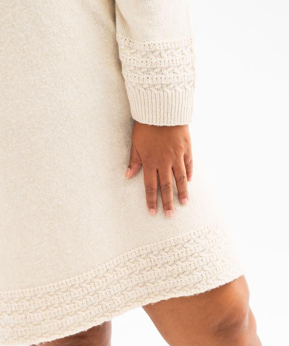 Robe pull à manches longues et finitions fantaisie femme grande taille vue3 - GEMO (G TAILLE) - GEMO