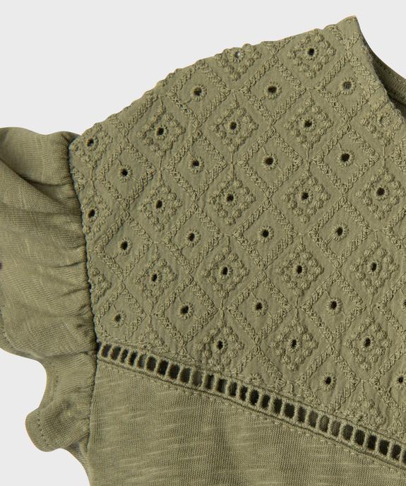 Robe courte à manches volantées en jersey de coton fille vue2 - GEMO 4G FILLE - GEMO