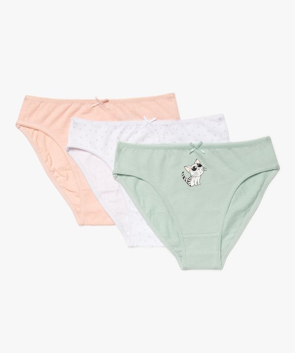Culottes assorties en coton extensible fille (lot de 3) vue1 - GEMO 4G FILLE - GEMO