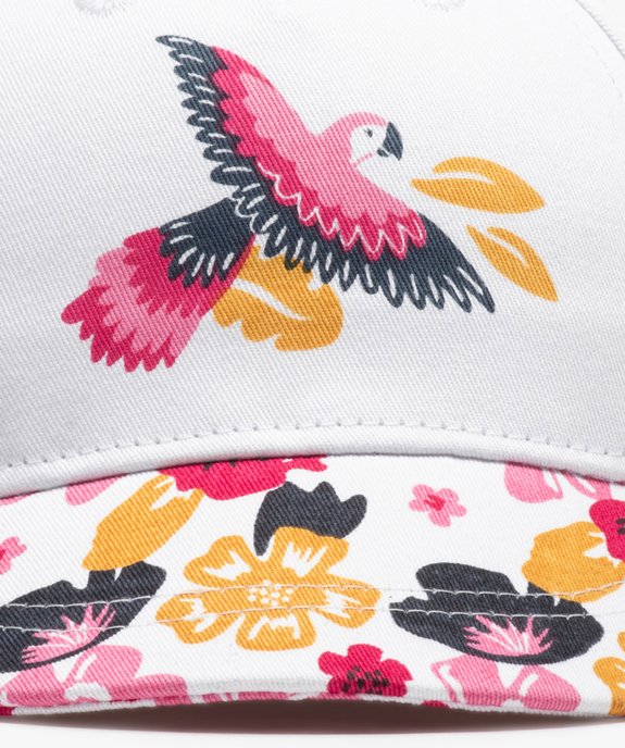 Casquette bébé fille élastiquée à fleurs et perroquet vue3 - GEMO(BEBE DEBT) - GEMO