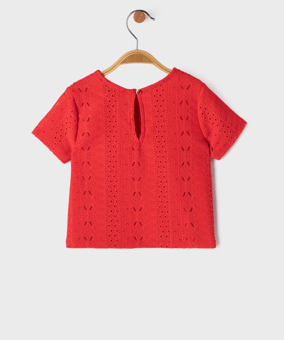 Tee-shirt manches courtes en maille ajourée bébé fille vue3 - GEMO(BEBE DEBT) - GEMO