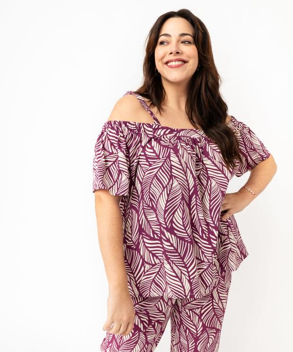 Blouse à bretelles et col Bardot femme grande taille vue2 - GEMO 4G GT - GEMO